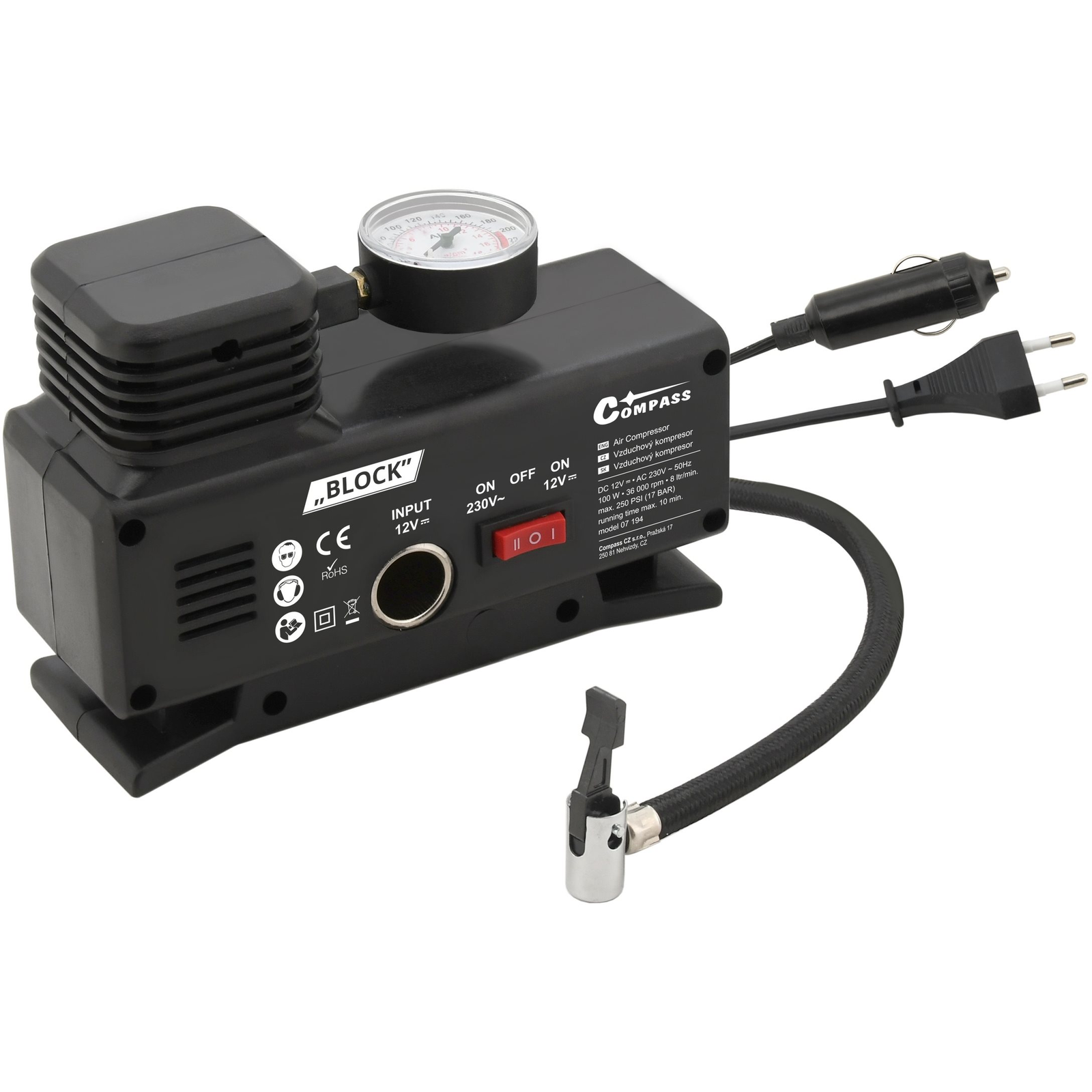 COMPASS kompresszor 12 / 230V BLOCK TÜV/GS (8591686071948)