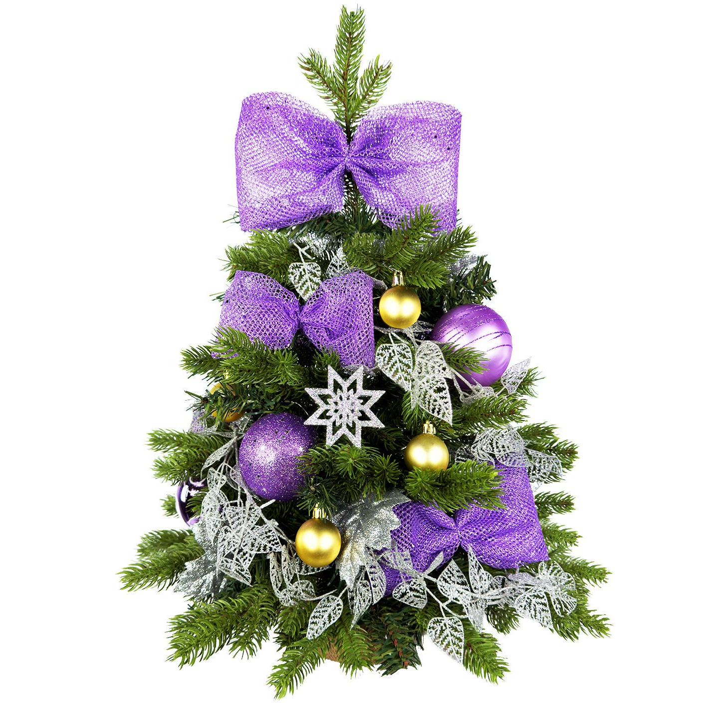 LAALU karácsonyfa LED világítással díszítve - Lila költészet II, 28 dísz, 60 cm (LAU-2408-OZM-60B)