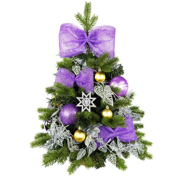 LAALU karácsonyfa LED világítással díszítve - Lila költészet II, 28 dísz, 60 cm