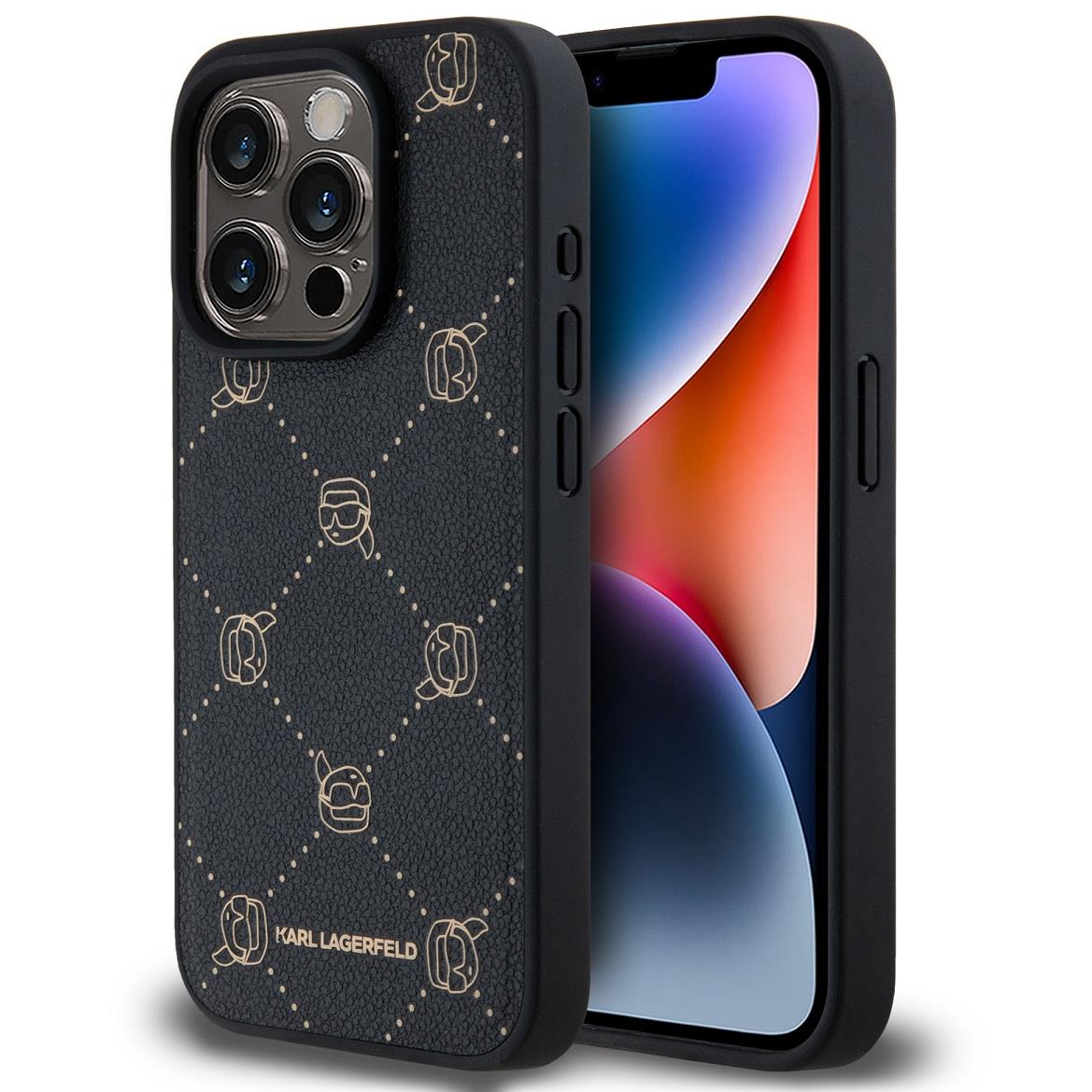 Karl Lagerfeld PU Karl Heads Pattern MagSafe iPhone 15 Pro Black tok (KLHMP15LPGKHPHK)