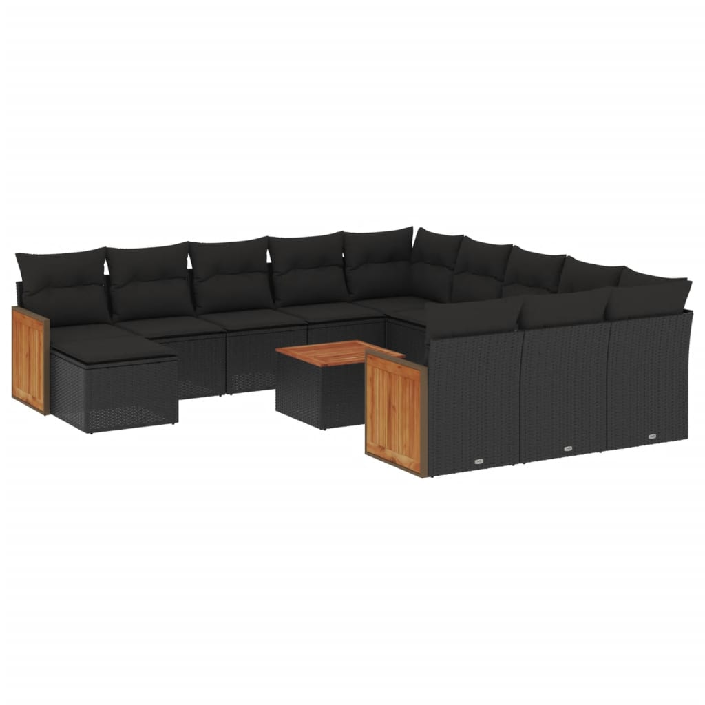13 részes fekete polyrattan kerti ülőgarnitúra párnákkal (3228267)