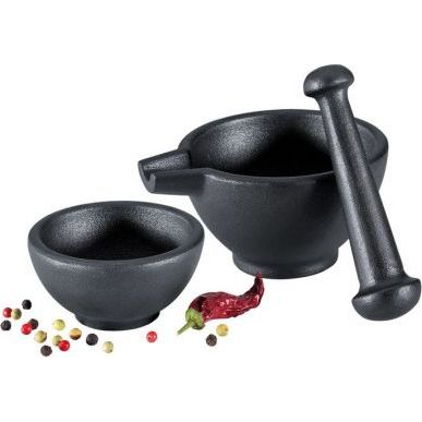 Zassenhaus 76073 Öntöttvas mozsár készlet 3 darabos 6 x 10 cm - Fekete (ZS-076073)