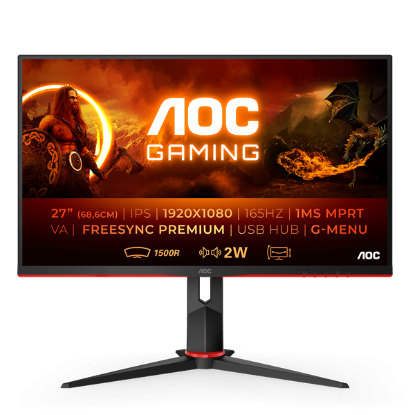 AOC C27G2U/BK LED display 68,6 cm (27") 1920 x 1080 px Full HD Černá, Červená