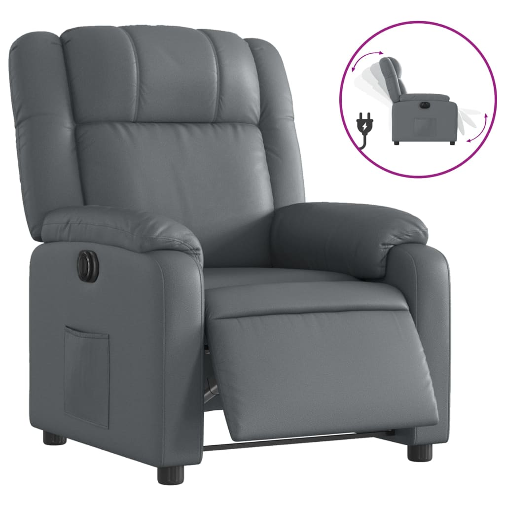 szürke műbőr elektromos dönthető fotel (3205139)