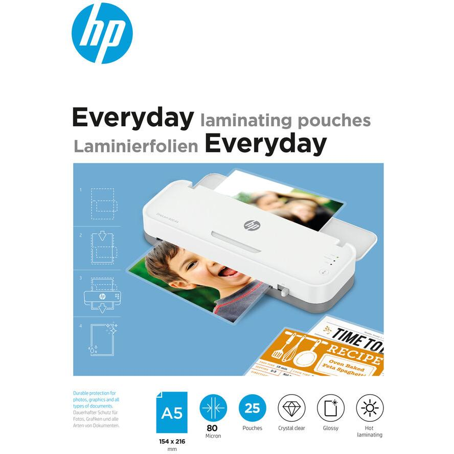 HP Inc. Everyday 80 mikron A5 fényes lamináló fólia (25 db / csomag) (9155)