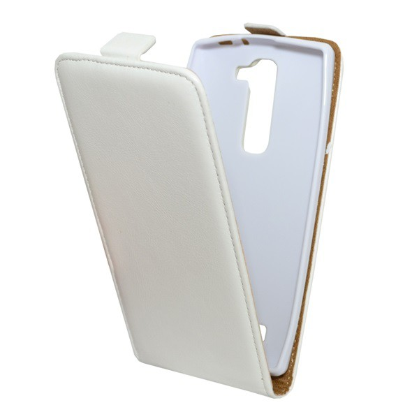 Tok álló, bőr hatású (FLIP, lefelé nyíló) FEHÉR [LG G4c (H525n)] (5996457555253)