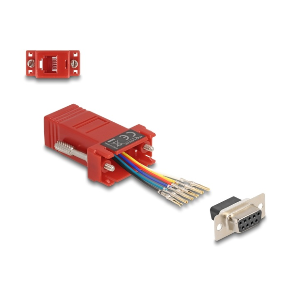 Delock D-Sub 9 Pin Buchse zu RJ12 Buchse Montagesatz rot