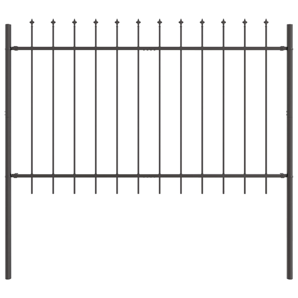 Kerti Kerítés Lándzsás Felsővel Szürke 1,7x1,2 m Fém