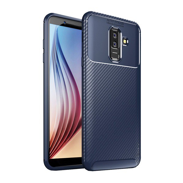 IPAKY szilikon telefonvédő (karbon minta) KÉK [Samsung Galaxy A6+ (2018) SM-A605F] (5996457810611)