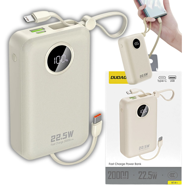 Dudao K14+ Power Bank 20000 mAh 22,5 W, alb