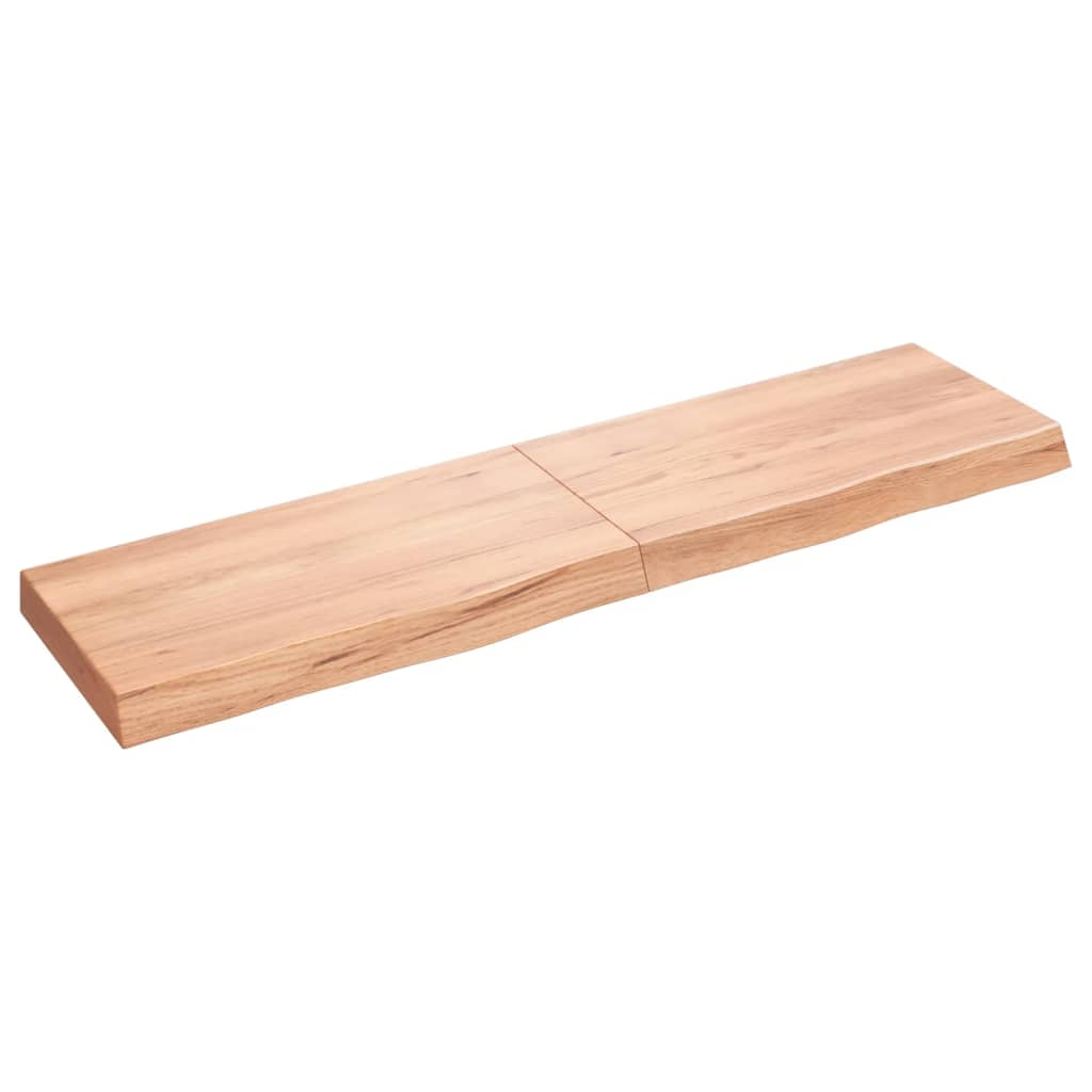 világosbarna kezelt tömör tölgyfa fali polc 120 x 30 x (2-6) cm (363693)