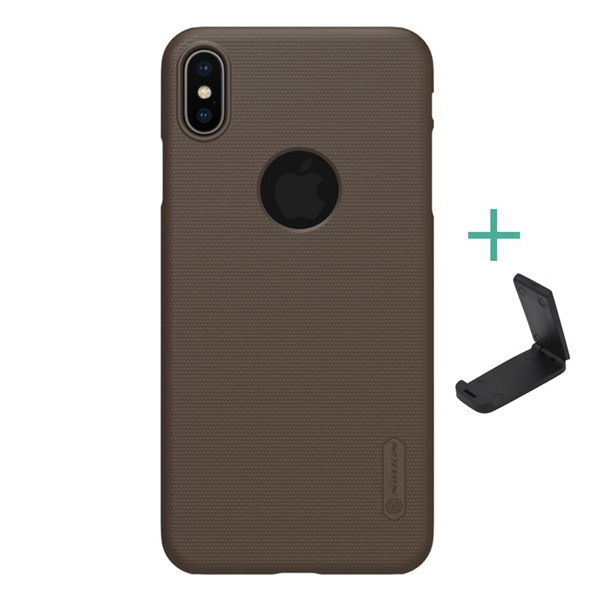 NILLKIN SUPER FROSTED műanyag telefonvédő (gumírozott, érdes felület, logo kivágás + asztali tartó) ARANYBARNA [Apple iPhone XS Max 6.5] (5996457808755)