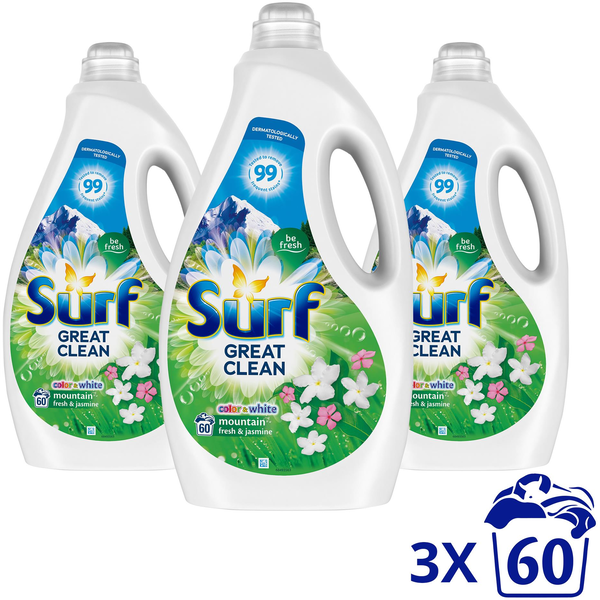 Гел за пране SURF, Mountain Fresh & Jasmine, 3x60 пранета