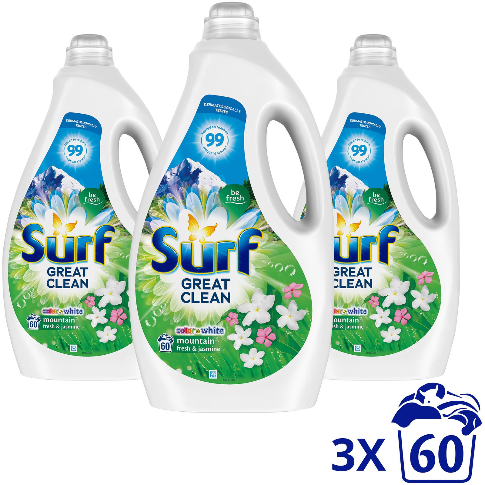 Surf Mountain Fresh & Jasmine 3 × 2 l (60 mosás) (8720181128547)