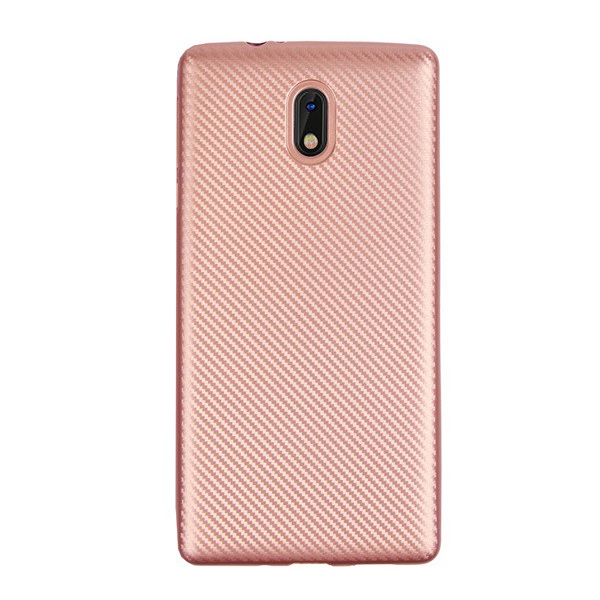 Szilikon telefonvédő (karbon minta) ROZÉARANY [Nokia 3] (5996457725267)