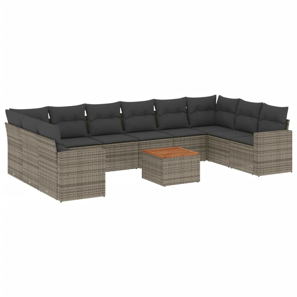 11 részes szürke polyrattan kerti ülőgarnitúra párnákkal (3224296)