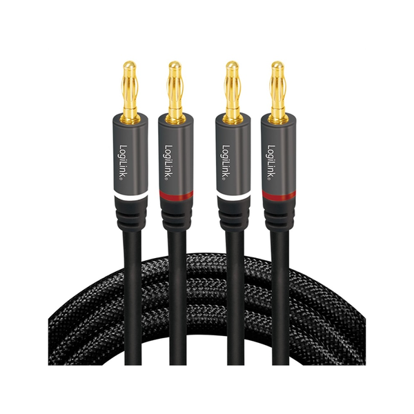 Cablu audio Logilink stereo CA1211, 2 x Jack 2.5 mm tata-tata, 5m, conectori auriti, Negru