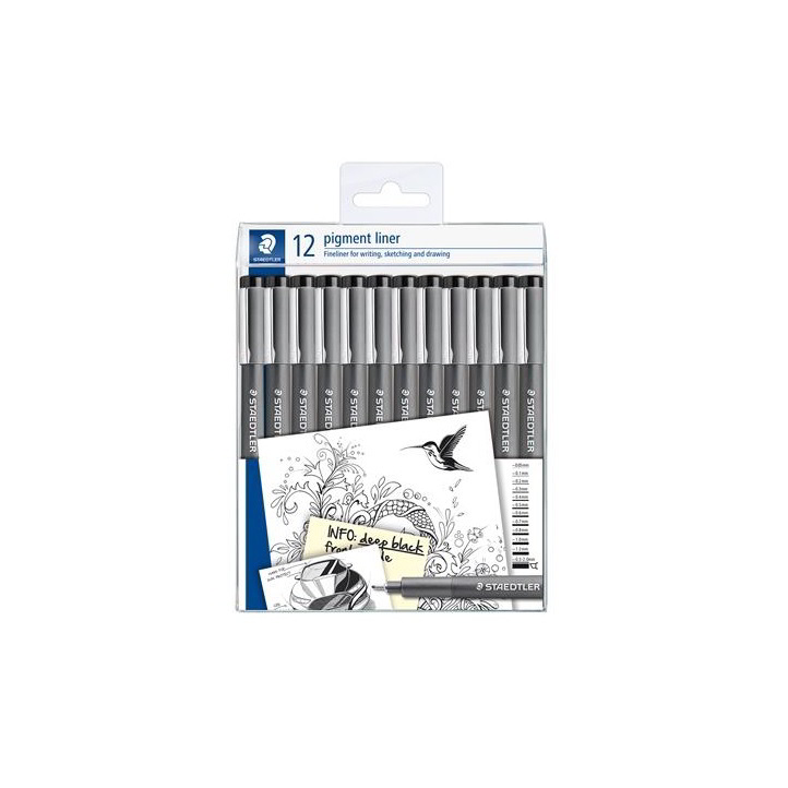 Staedtler Pigment Liner 308 Tusfilc készlet - Fekete ( 12 db / csomag) (308-9 TB12)