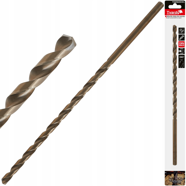 Wiertło złote do metalu długie 10.0 x 340mm HSS DIN1869 (25/100)
