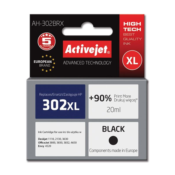 ActiveJet AH-302BRX HP 302XL Fekete Tintapatron 20ml