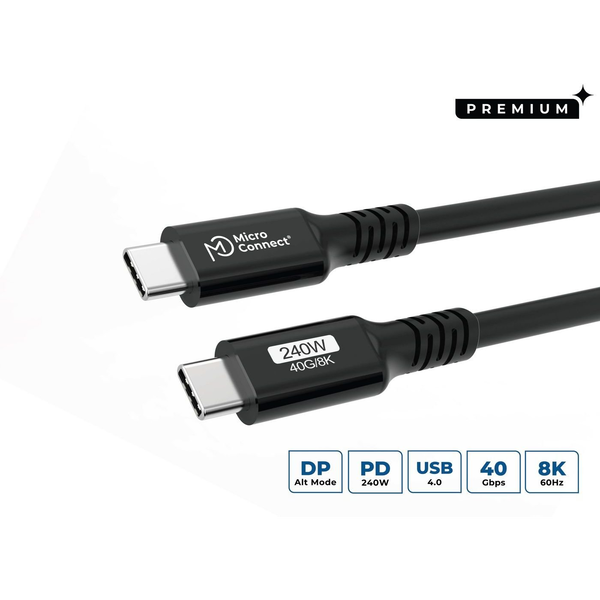 Microconnect USB4CC015-240W USB kábel USB4 Gen 3x2 0,15 m USB C Čierna