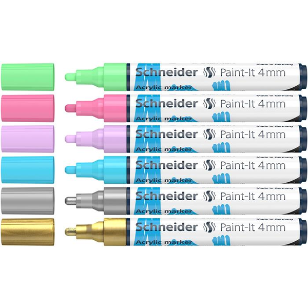 Schneider Paint-it 320 4mm Akril marker készlet - Vegyes színek (6 db / csomag)