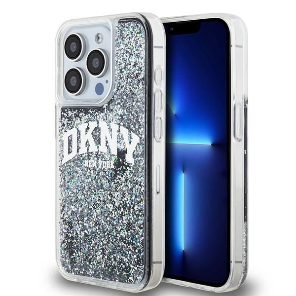 DKNY iPhone 15 Pro Arch LOGO Glitter műanyag Telefon tok - Fekete (DKHCP15LLBNAEK)