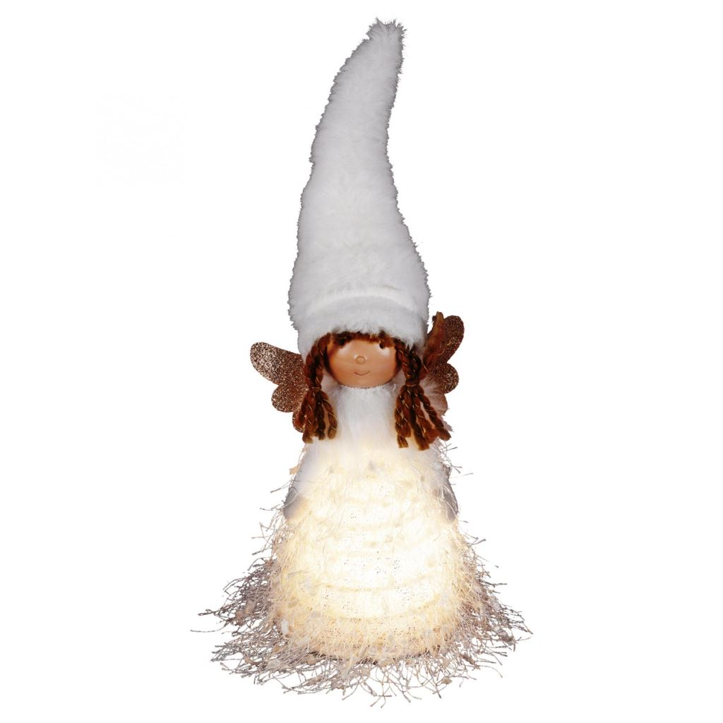 Somogyi KDC 27 álló angyalka világító szoknyával kerámia-plüss dekoráció (KDC 27)