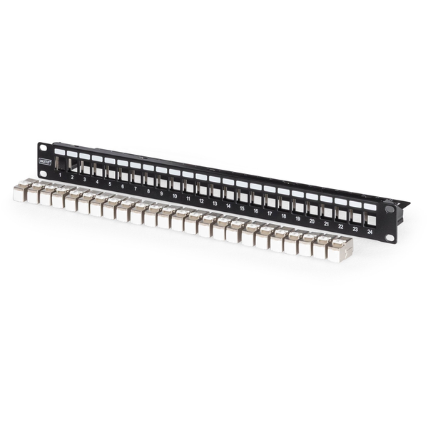 DIGITUS Patchpanel 1HE 24xCat6A Keystone Module geschirmt sc