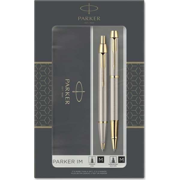 PARKER Rollerball & Kugelschreiber DuoSet Brushed G.T IM F/M Geschenkbox