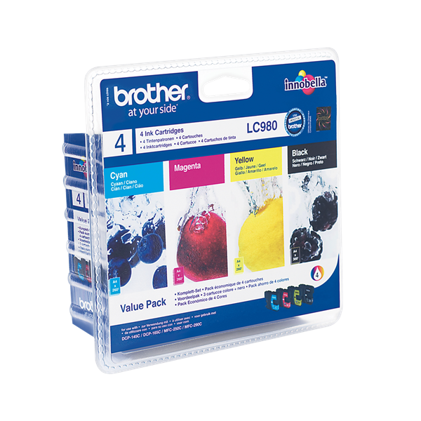 Brother LC980VALBP blækpatron 4 stk Original Sort, Blå, Magenta, Gul