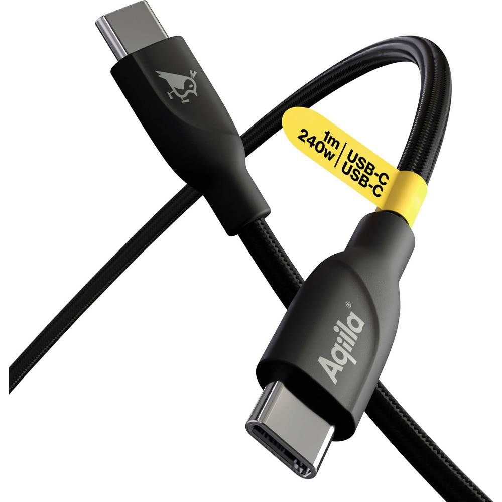 Aqiila CB11 USB-C apa - USB-C apa 2.0 Adat és töltő kábel 1m - Fekete (AQCBPBICB2BD867)