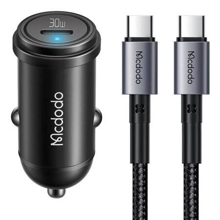 Mcdodo USB-C autós töltő + USB-C - USB-C kábel 1m fekete (CC-7493)
