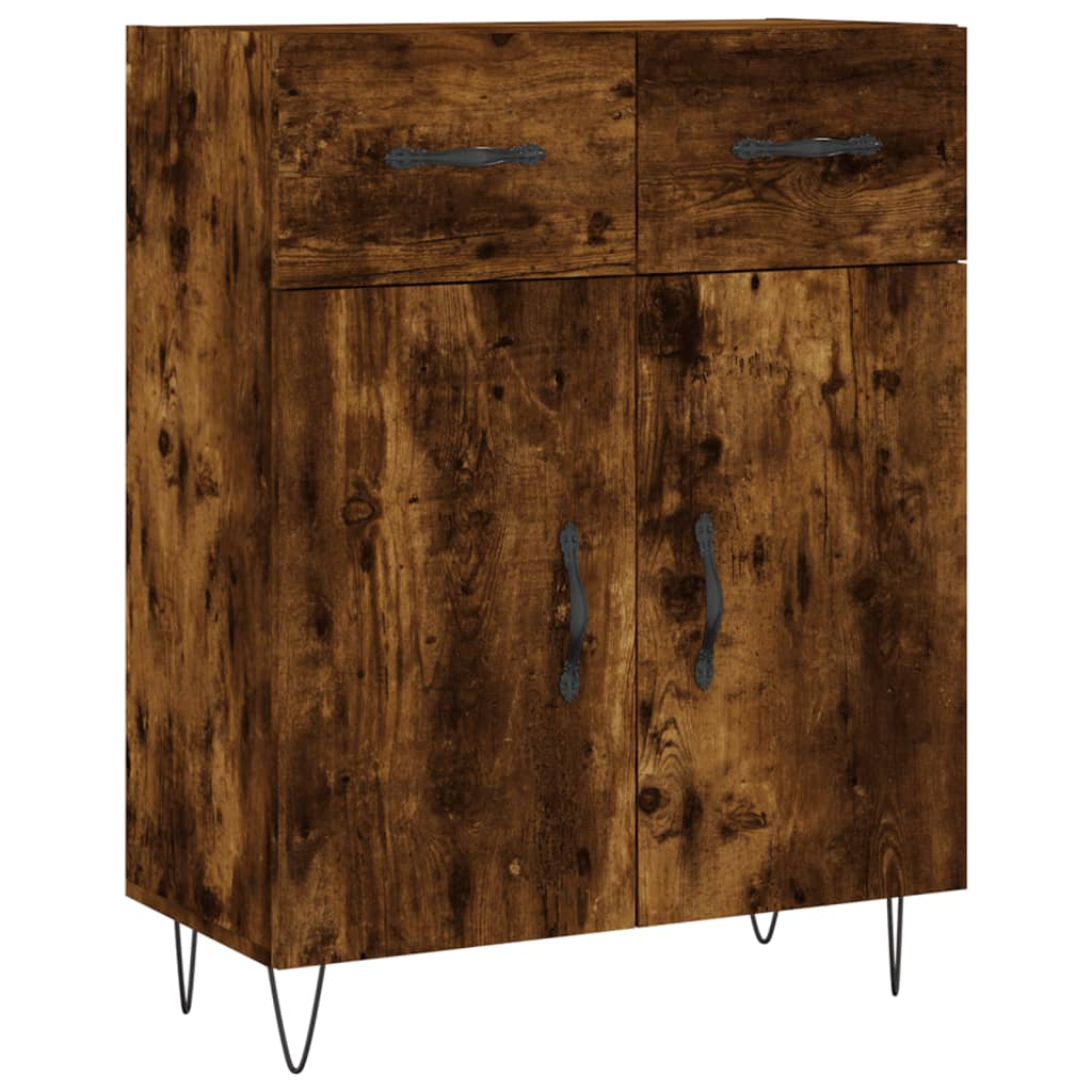 füstös tölgyszínű szerelt fa tálalószekrény 69,5 x 34 x 90 cm (827977)
