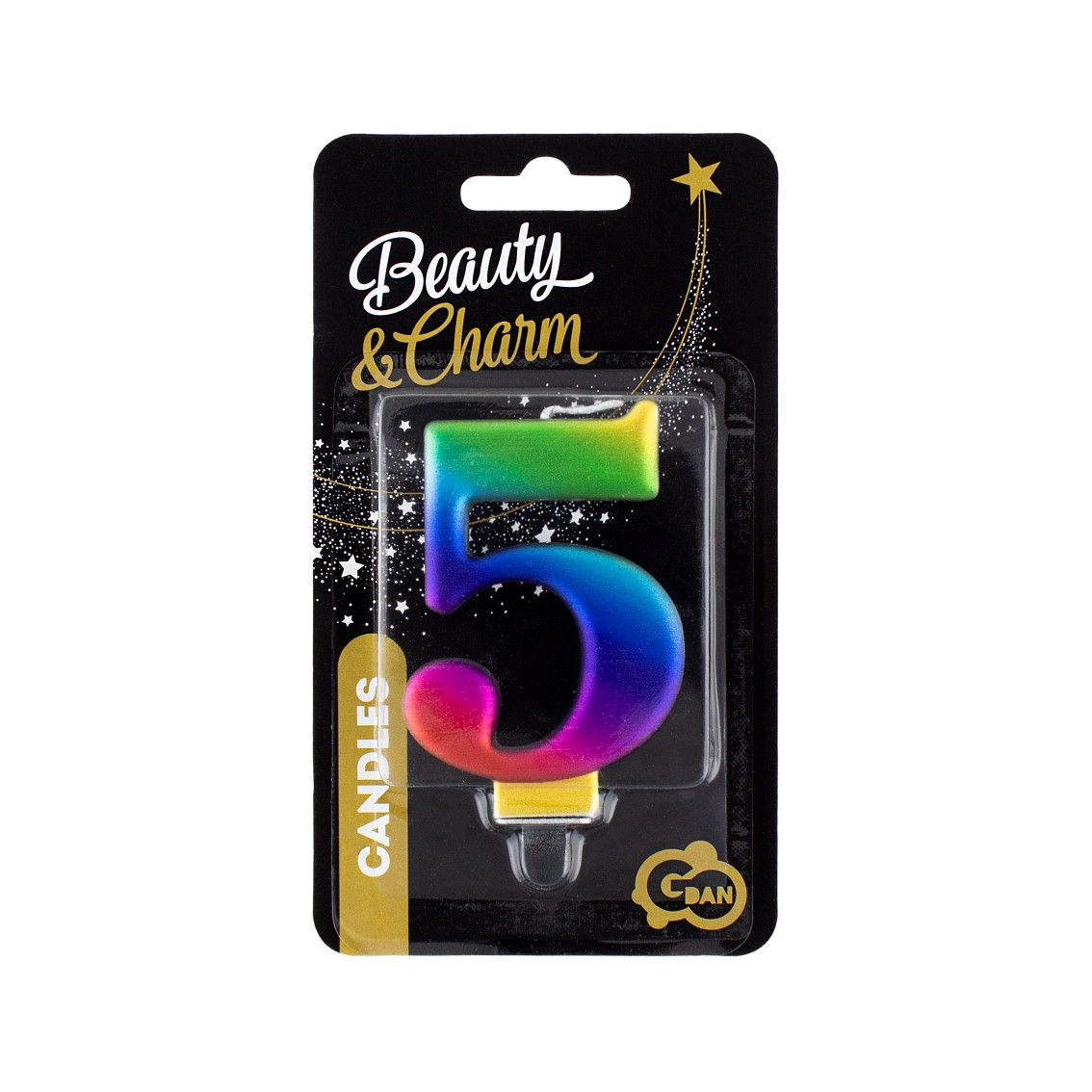 Szivárvány színű születésnapi gyertya, 8 cm - 5 (SCG5)