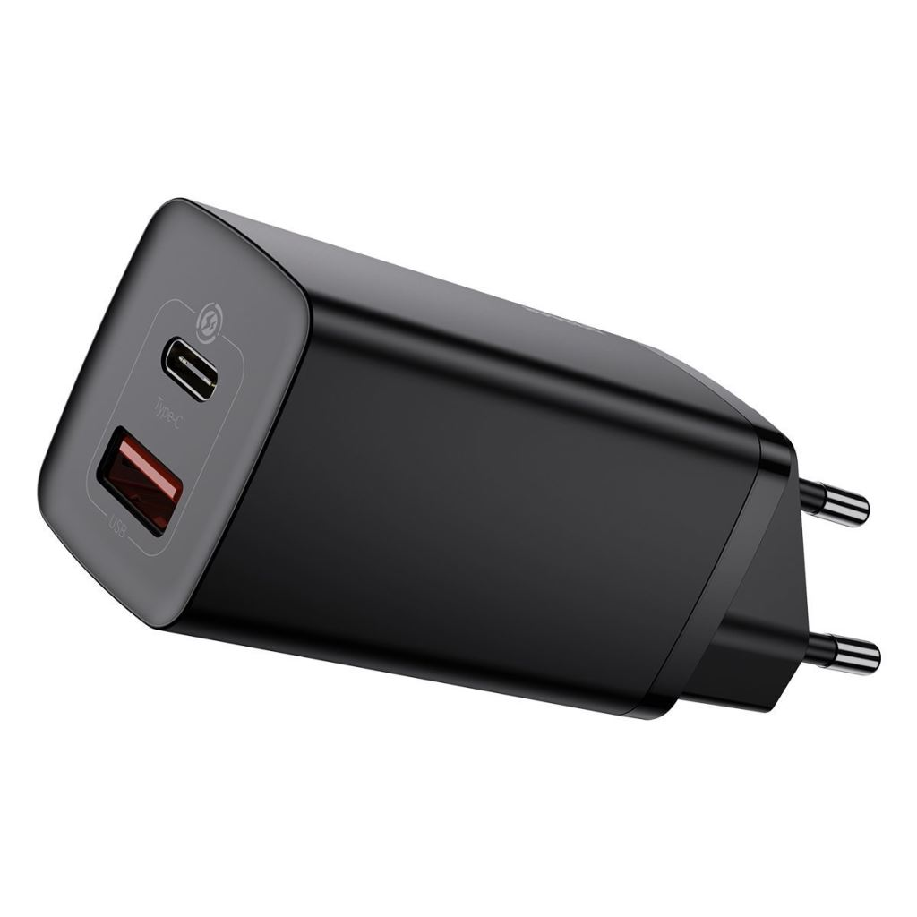 Baseus GaN2 Lite fali töltő USB-A + USB-C 65 W fekete (CCGAN2L-B01) (CCGAN2L-B01)