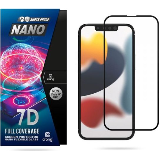  Crong Crong 7D Nano Flexible Glass - Niepękające szkło hybrydowe 9H na cały ekran iPhone 13 mini