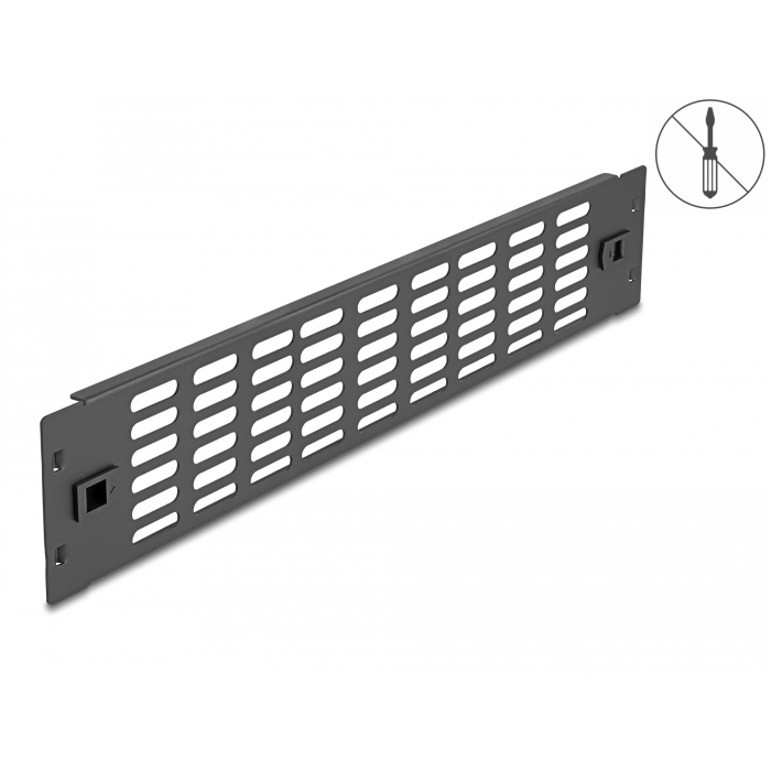 Delock 19 hálózati kabinet panel szellőző nyílásokkal eszköz nélkül beszerelhető 2U fekete (66987) (66987)