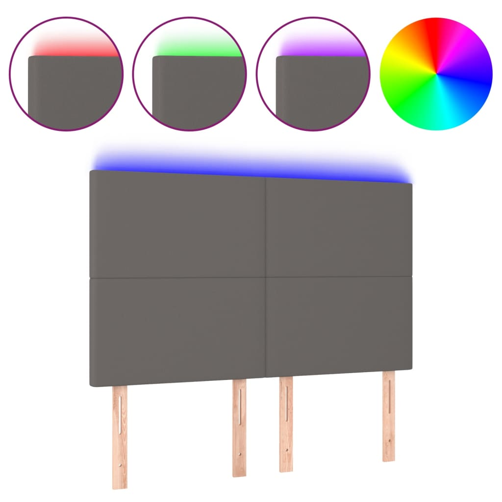szürke műbőr LED-es fejtámla 144x5x118/128 cm (3122238)