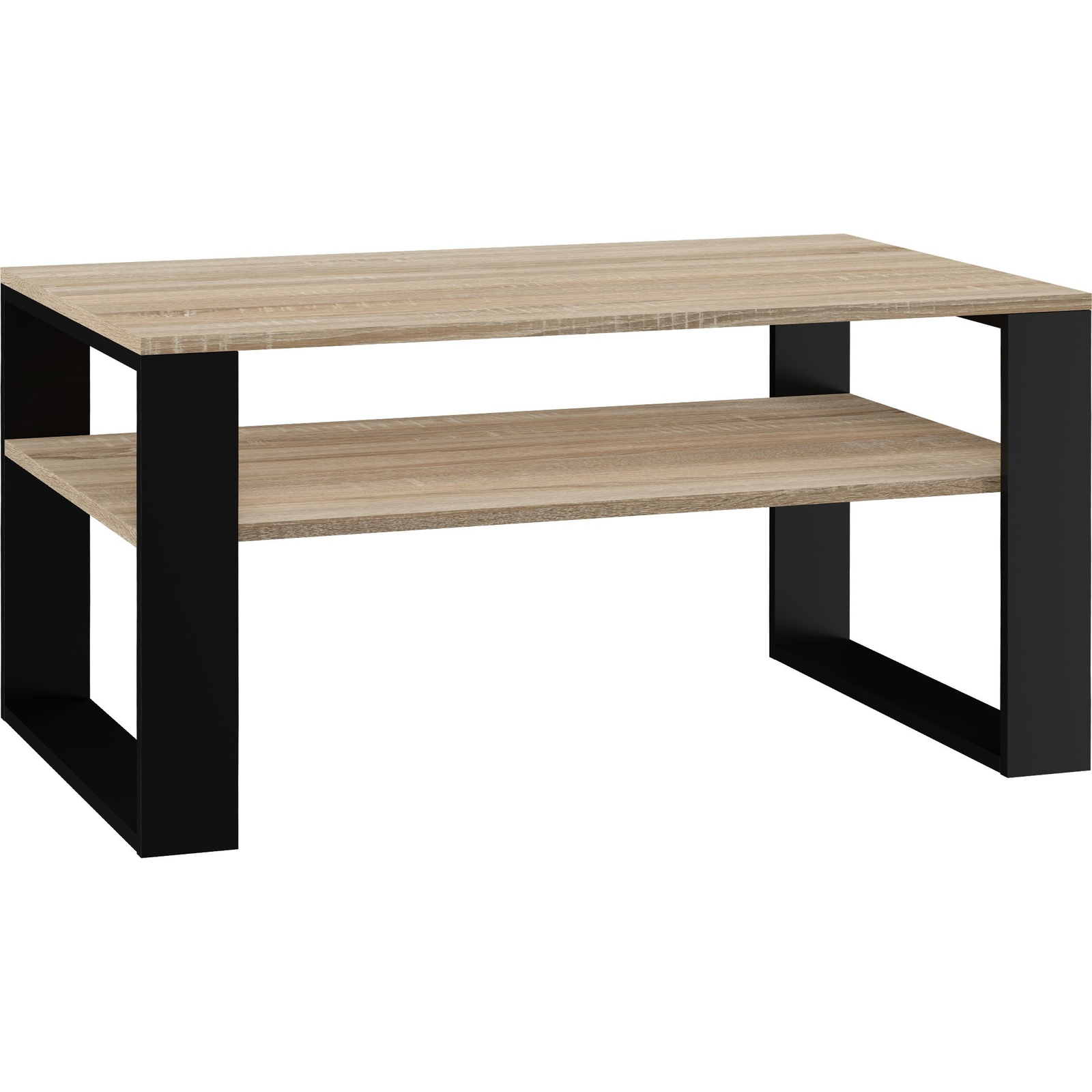 WM-Meble Plano Dohányzóasztal - Sonoma/Fekete (MODERN 1P SON CZ Top)