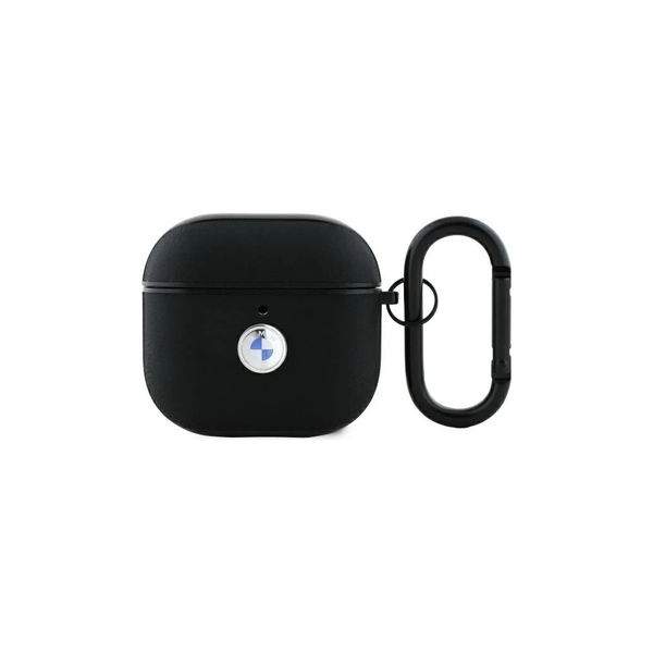 BMW BMA4SSLBK AirPods 4 készülékhez tok Genuine Leather Silver Logo fekete