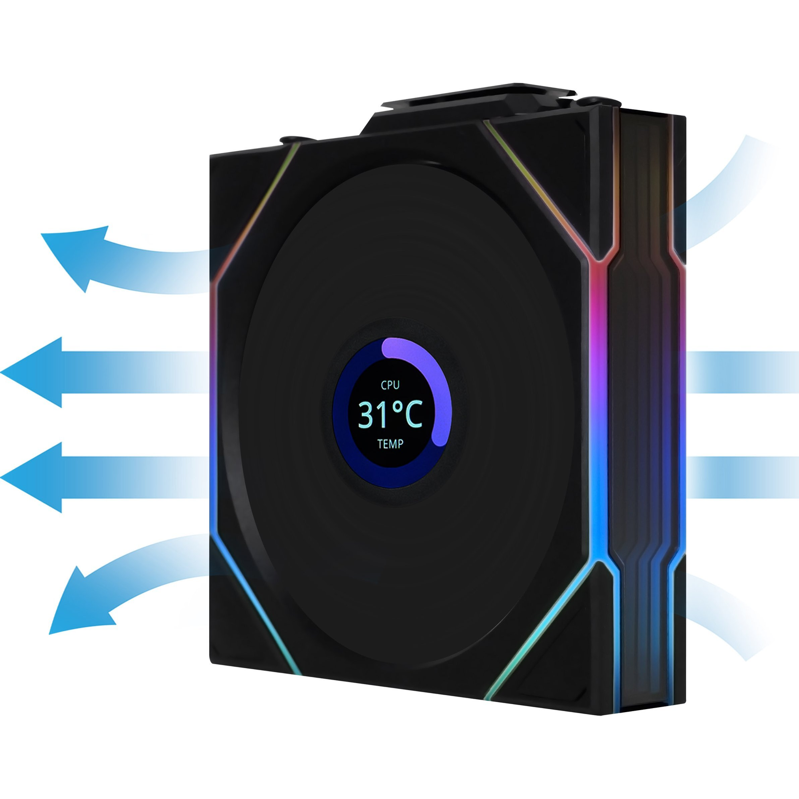 Lian Li Lian Li UNI FAN TL Wireless LCD Lüfter, ARGB, PWM, 3er-Pack inkl. Controller Számítógépház ventilátor Fehér (Sz x Ma x Mé) 120 x 28 x 124 mm (12RTLLCD1W3B)