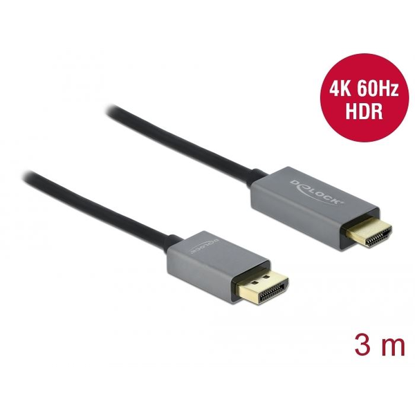 Delock Aktív DisplayPort 1.4 - HDMI kábel 4K 60 Hz (HDR) 3 m (85930)