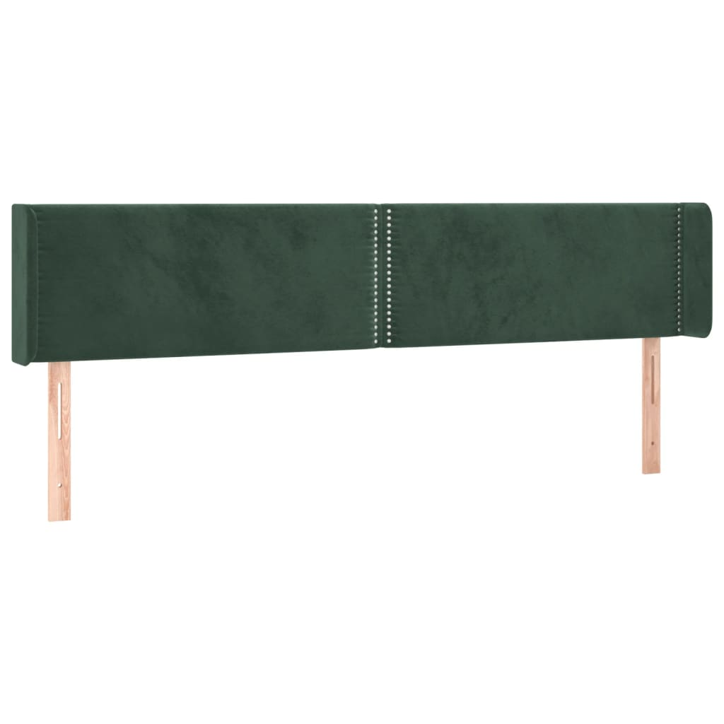 sötétzöld bársony szárnyas fejtámla 183x16x78/88 cm (3118691)
