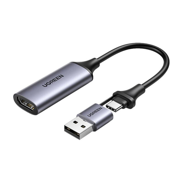 Adaptér Ugreen CM489 40189 HDMI (samice) - USB-A / USB-C (samec) - šedý