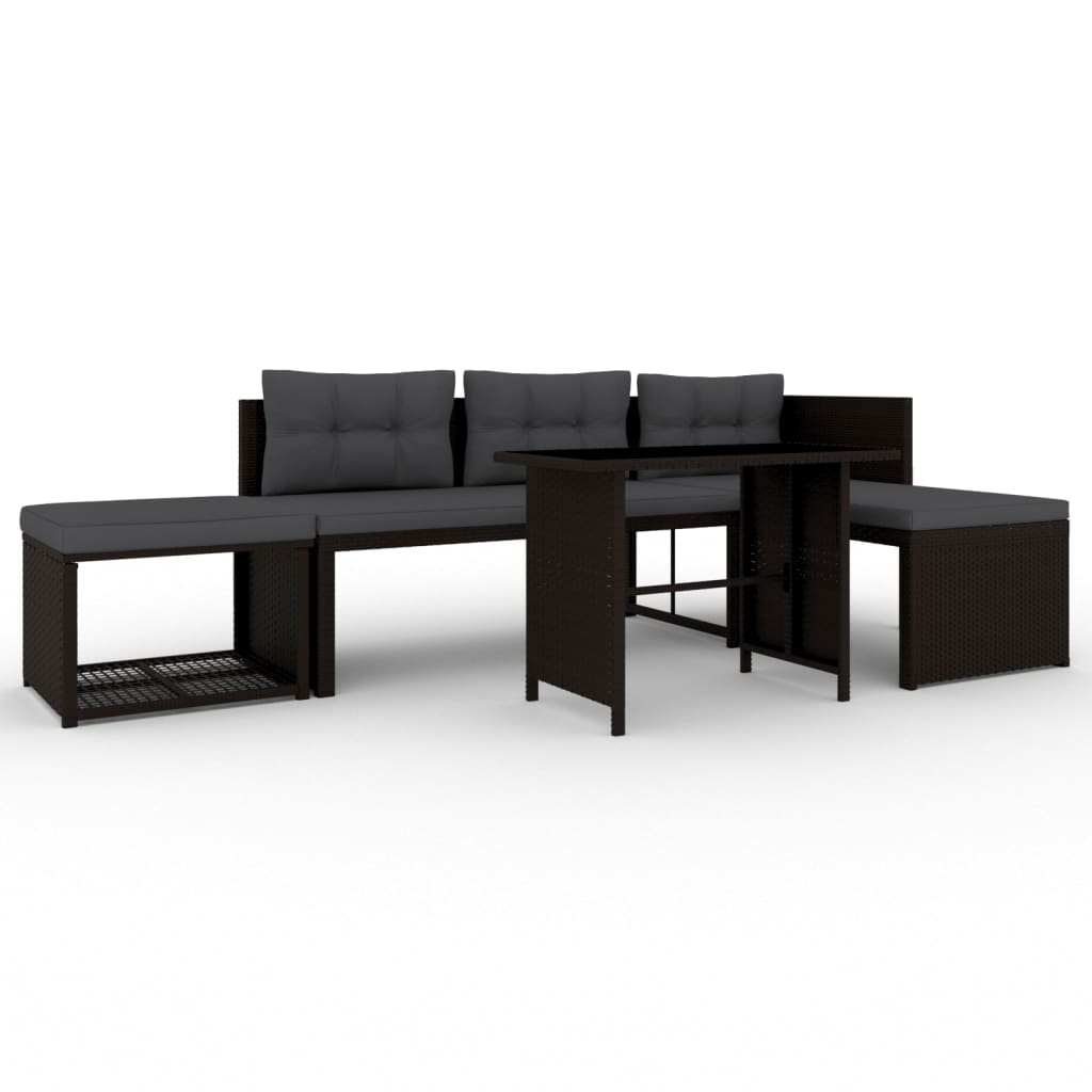 4 részes barna kerti polyrattan társalgó szett (44288)
