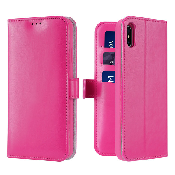 Apple iPhone XS Max, Oldalra nyíló tok, bőrhatású, stand, csatos, Dux Ducis Kado, rózsaszín (105712)