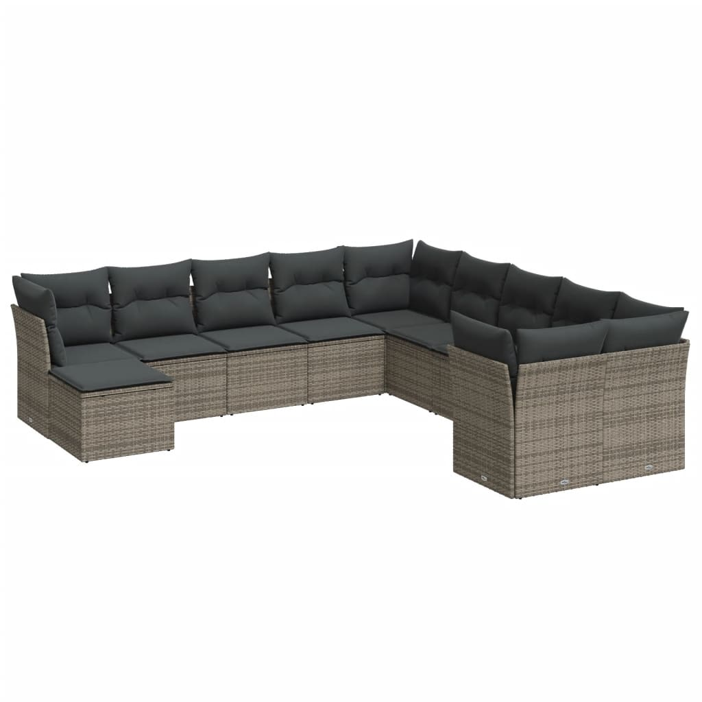 11 részes szürke polyrattan kerti ülőgarnitúra párnákkal (3218610)