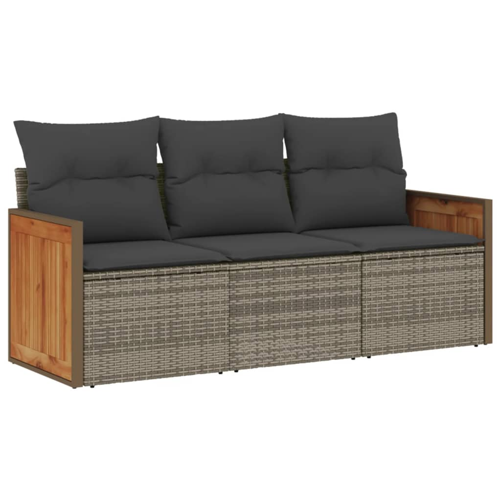 3 részes szürke polyrattan kerti ülőgarnitúra párnákkal (3259841)