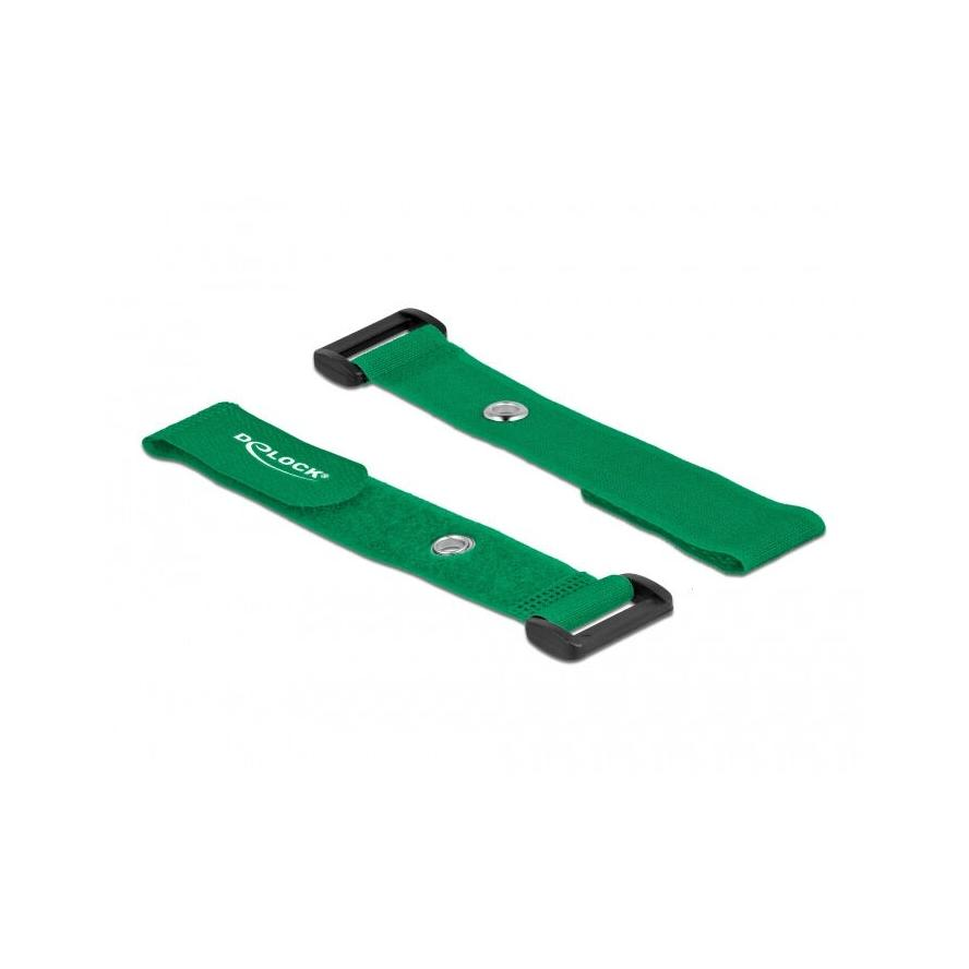 Delock Befűzős kábelkötegelő tépőzárral és szorító karikával hossza 190 mm, szélessége 25 mm, 5 db. (19548)